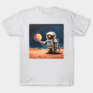 Teddy wearing a space suit Painting on the moon T-Shirt